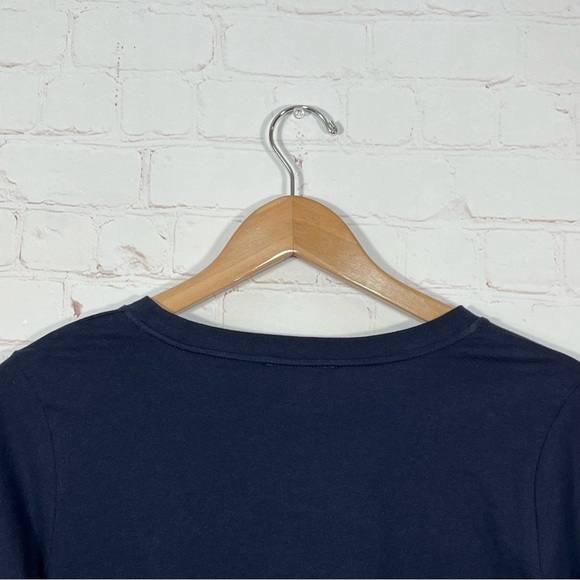 J. Crew Embroidered Bell Sleeve Top Blouse Shirt Womens Size Small Navy White - Picture 8 of 9